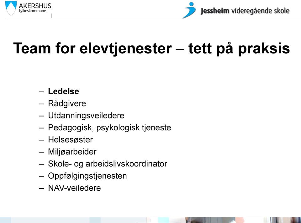 psykologisk tjeneste Helsesøster Miljøarbeider