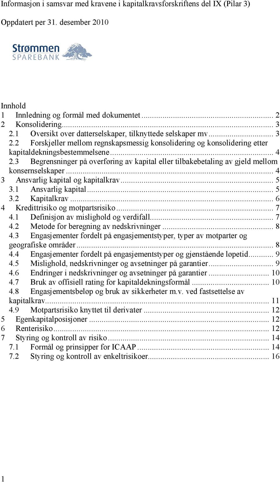 3 Begrensninger på overføring av kapital eller tilbakebetaling av gjeld mellom konsernselskaper... 4 3 Ansvarlig kapital og kapitalkrav... 5 3.1 Ansvarlig kapital... 5 3.2 Kapitalkrav.