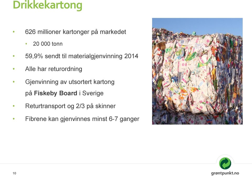 Gjenvinning av utsortert kartong på Fiskeby Board i Sverige