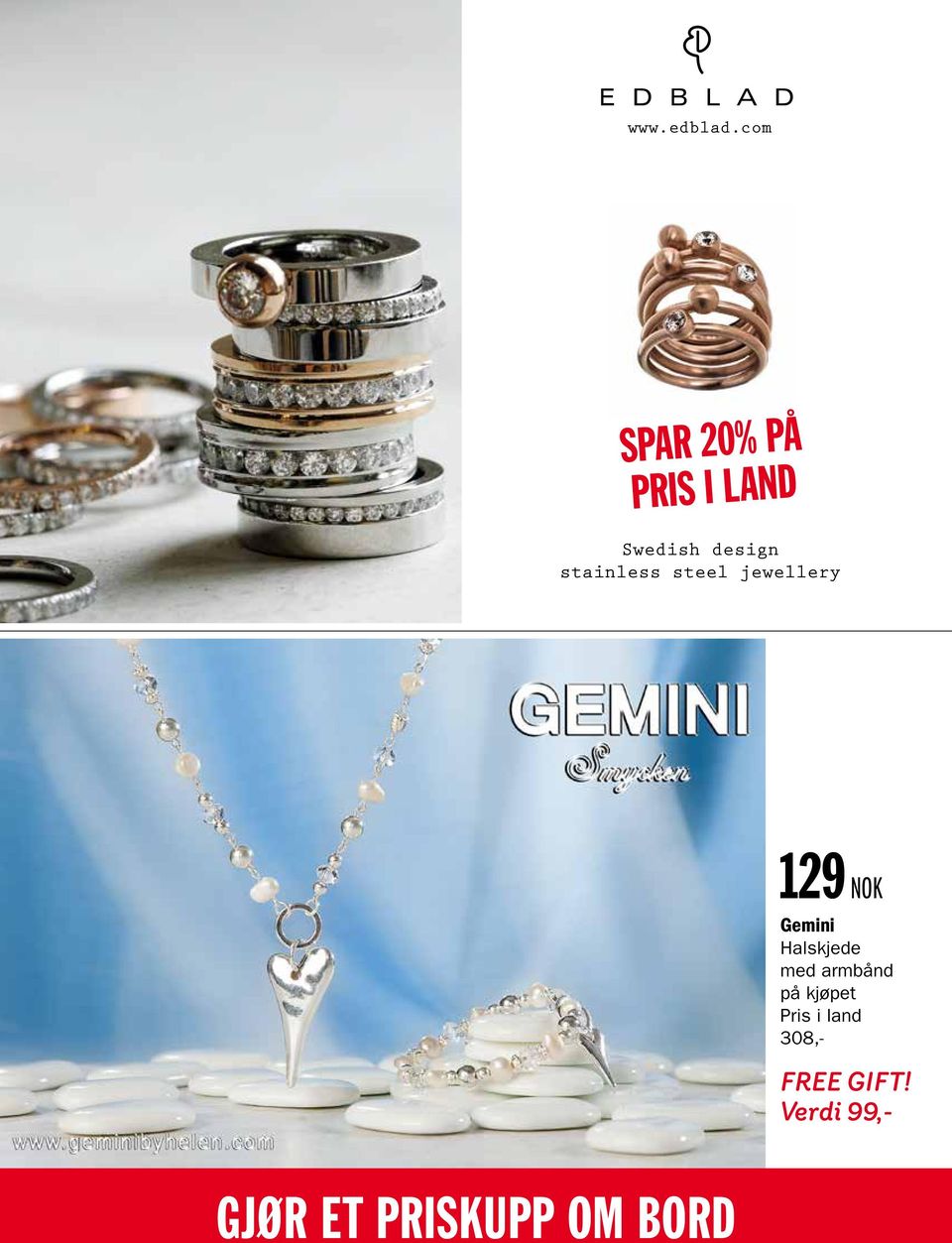 stainless steel jewellery 129 NOK Gemini