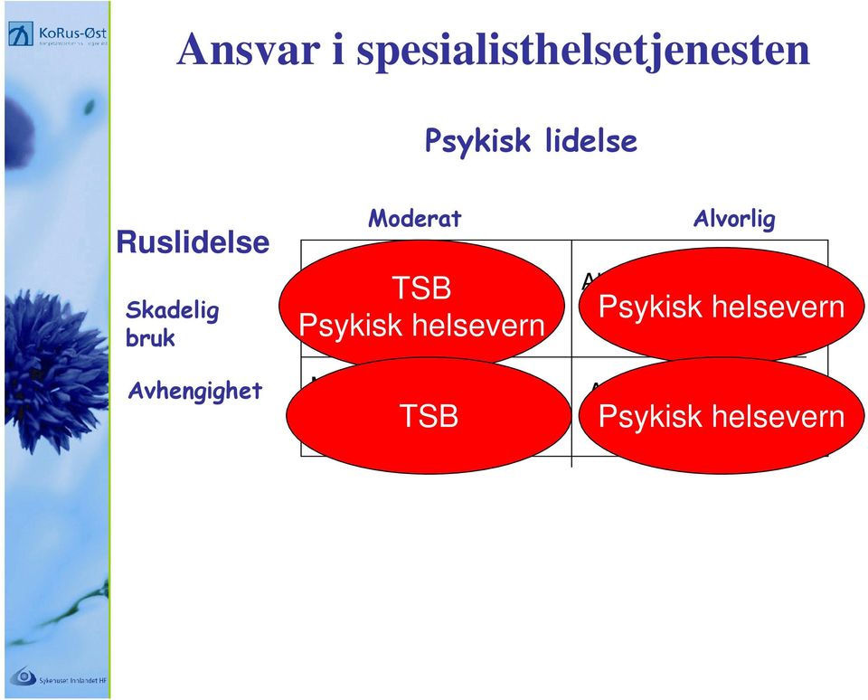 Alvorlig psykisk lidelse Skadelig bruk Psykisk helsevern Avhengighet Moderat