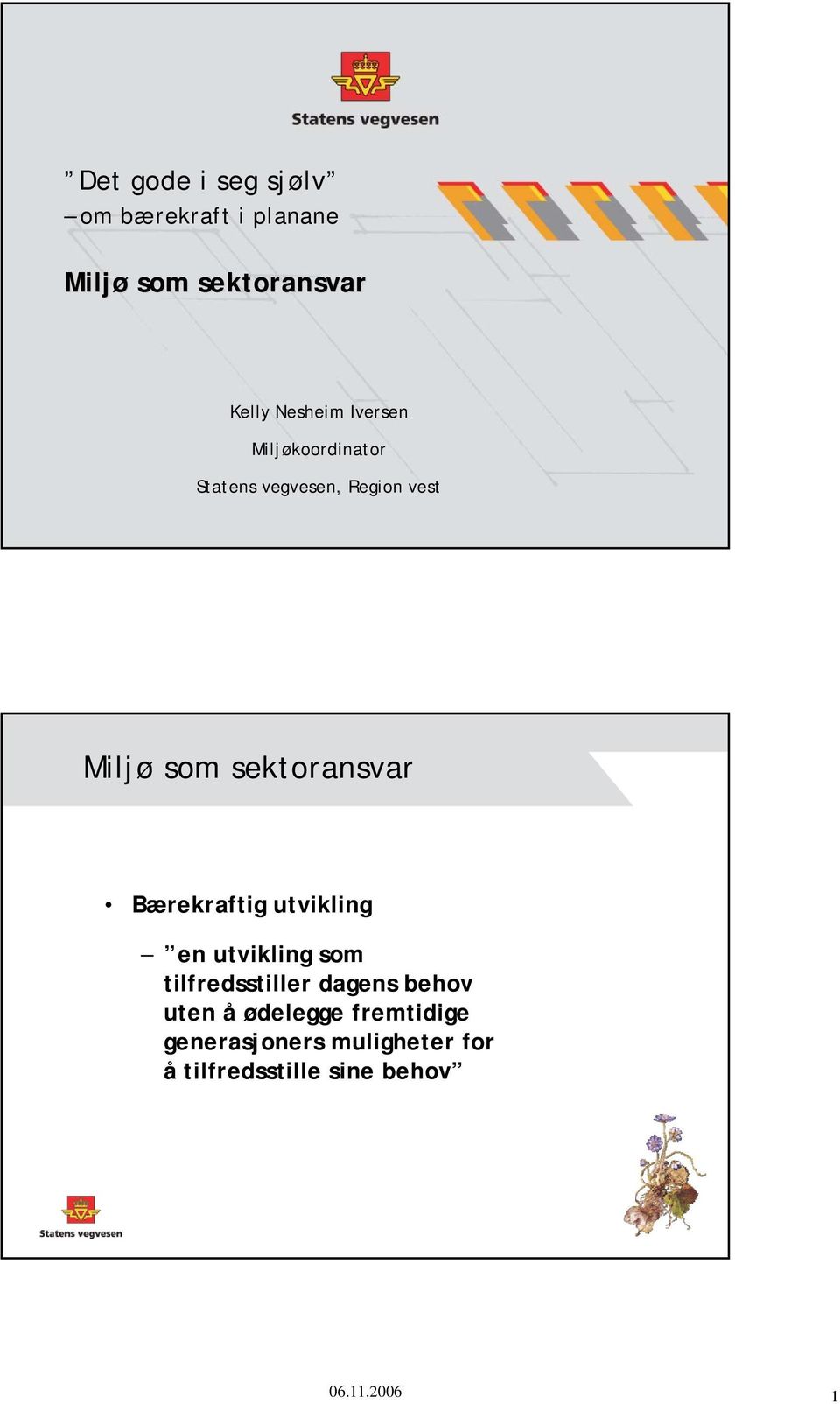 utvikling en utvikling som tilfredsstiller dagens behov uten å