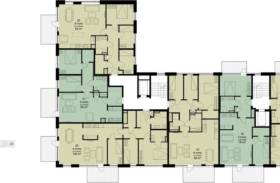 A1C-H0302 108 m² 19 4-roms