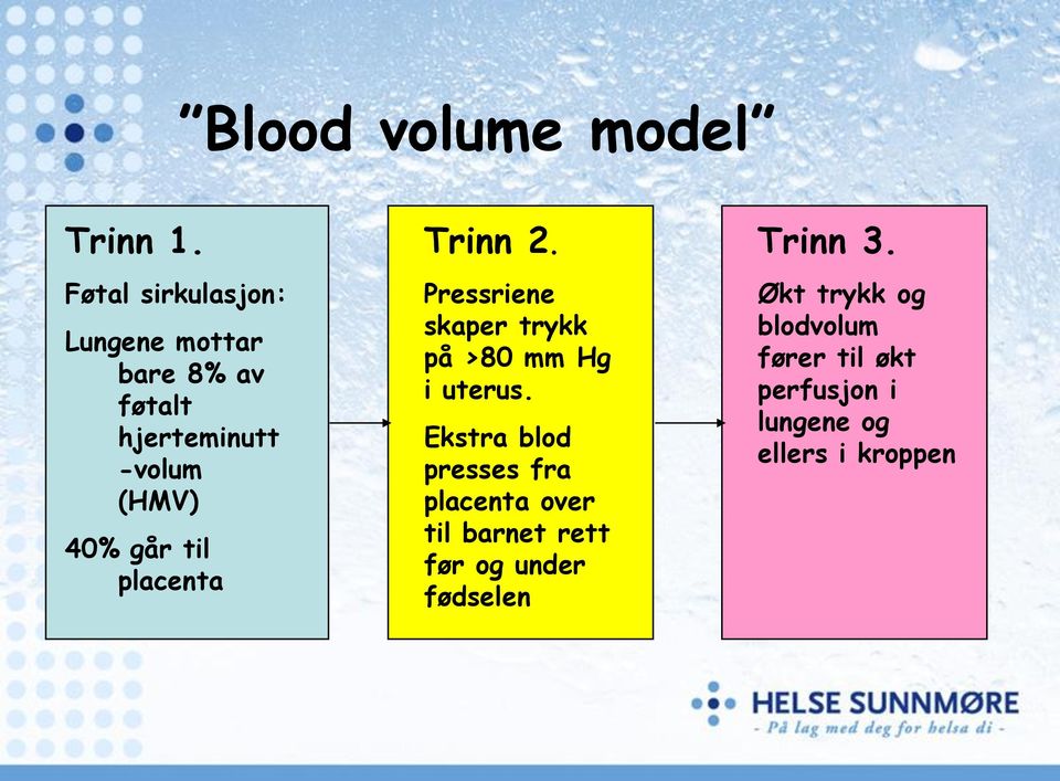 til placenta Trinn 2. Pressriene skaper trykk på >80 mm Hg i uterus.