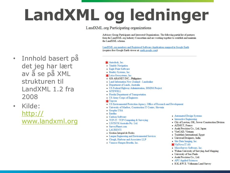 strukturen til LandXML 1.