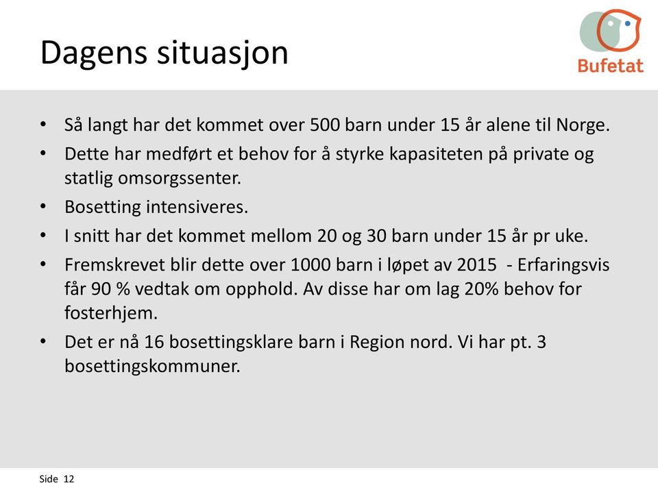 I snitt har det kommet mellom 20 og 30 barn under 15 år pr uke.