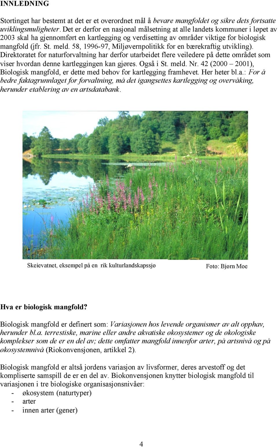 58, 1996-97, Miljøvernpolitikk for en bærekraftig utvikling). Direktoratet for naturforvaltning har derfor utarbeidet flere veiledere på dette området som viser hvordan denne kartleggingen kan gjøres.