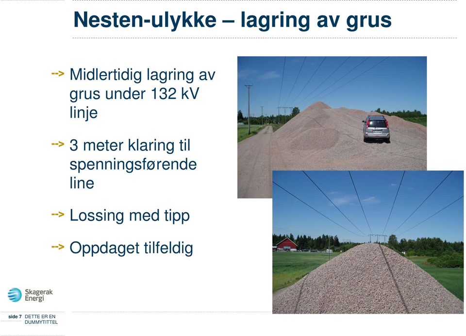 klaring til spenningsførende line Lossing