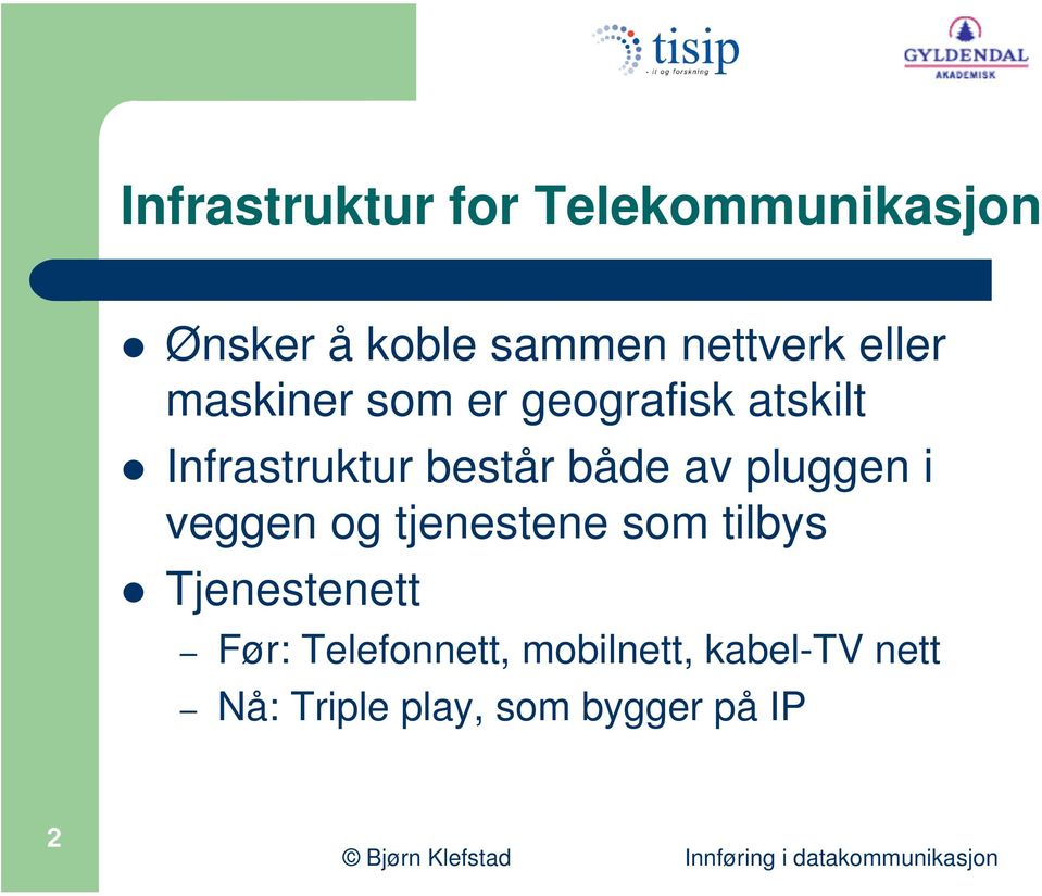 av pluggen i veggen og tjenestene som tilbys Tjenestenett Før: