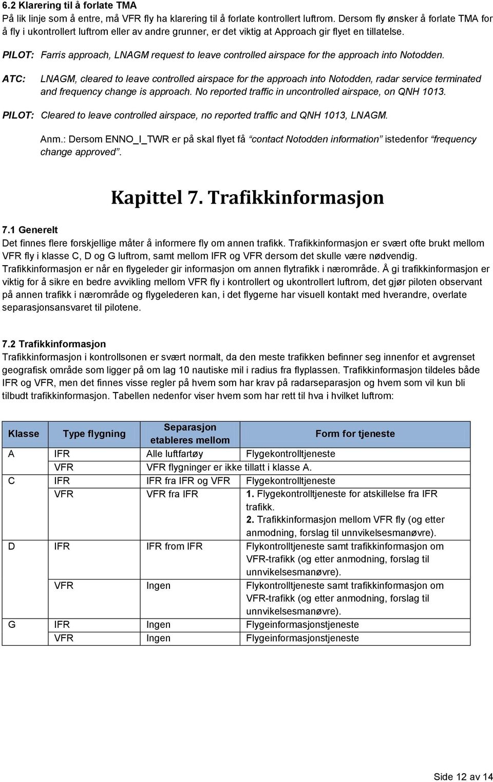 PILOT: Farris approach, LNAGM request to leave controlled airspace for the approach into Notodden.