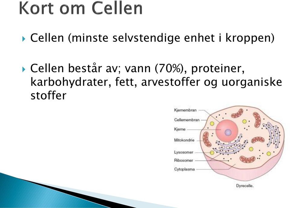 (70%), proteiner, karbohydrater,