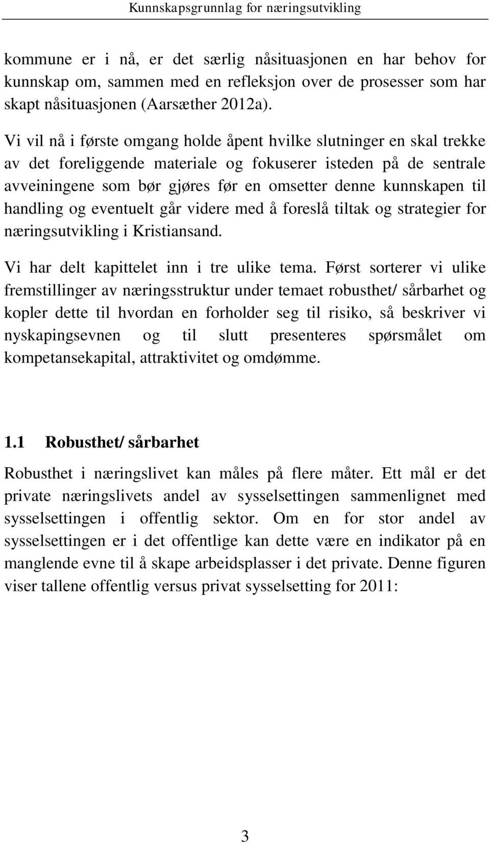 til handling og eventuelt går videre med å foreslå tiltak og strategier for næringsutvikling i Kristiansand. Vi har delt kapittelet inn i tre ulike tema.