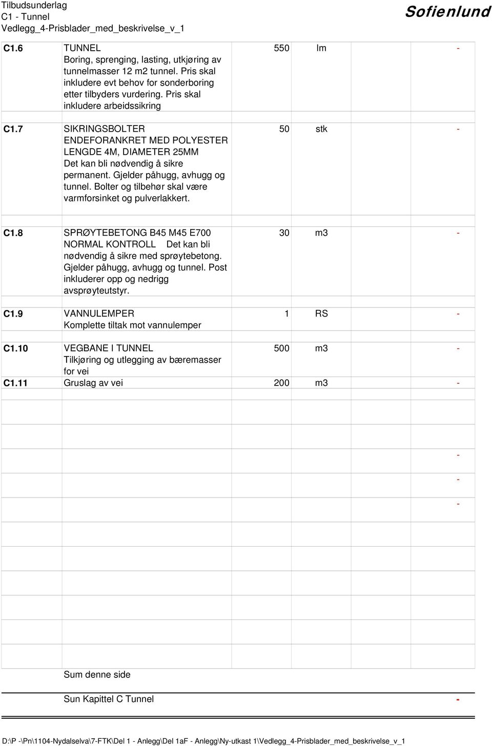 7 SIKRINGSBOLTER ENDEFORANKRET MED POLYESTER LENGDE 4M, DIAMETER 25MM Det kan bli nødvendig å sikre permanent. Gjelder påhugg, avhugg og tunnel.