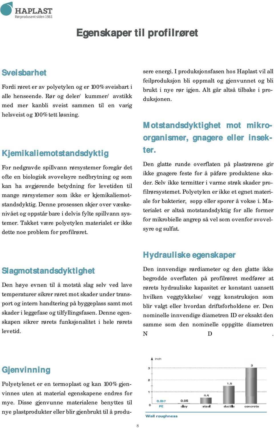 Kjemikaliemotstandsdyktig For nedgravde spillvann rørsystemer foregår det ofte en biologisk svovelsyre nedbrytning og som kan ha avgjørende betydning for levetiden til mange rørsystemer som ikke er