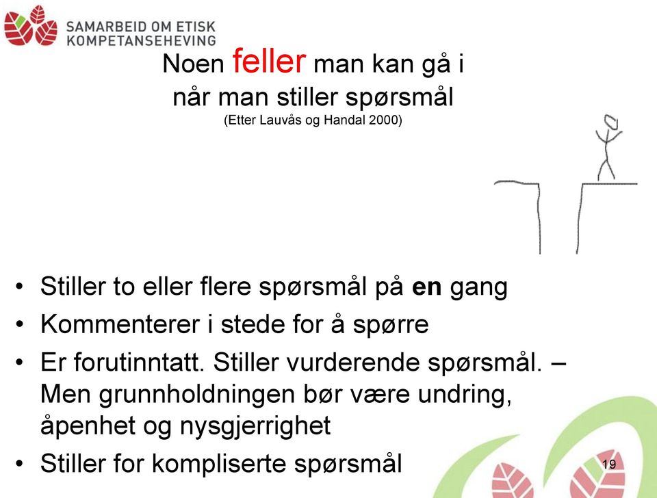 spørre Er forutinntatt. Stiller vurderende spørsmål.