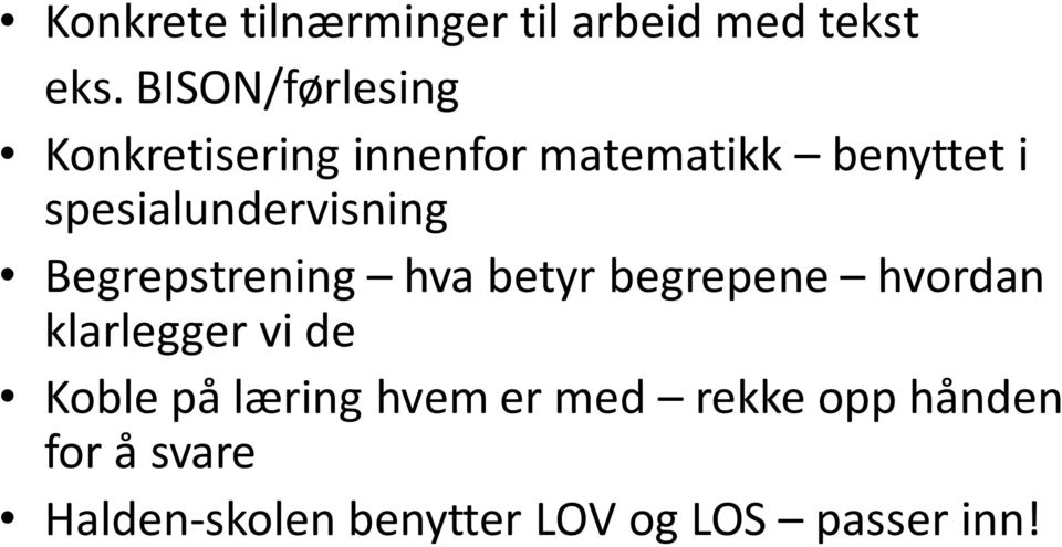 spesialundervisning Begrepstrening hva betyr begrepene hvordan