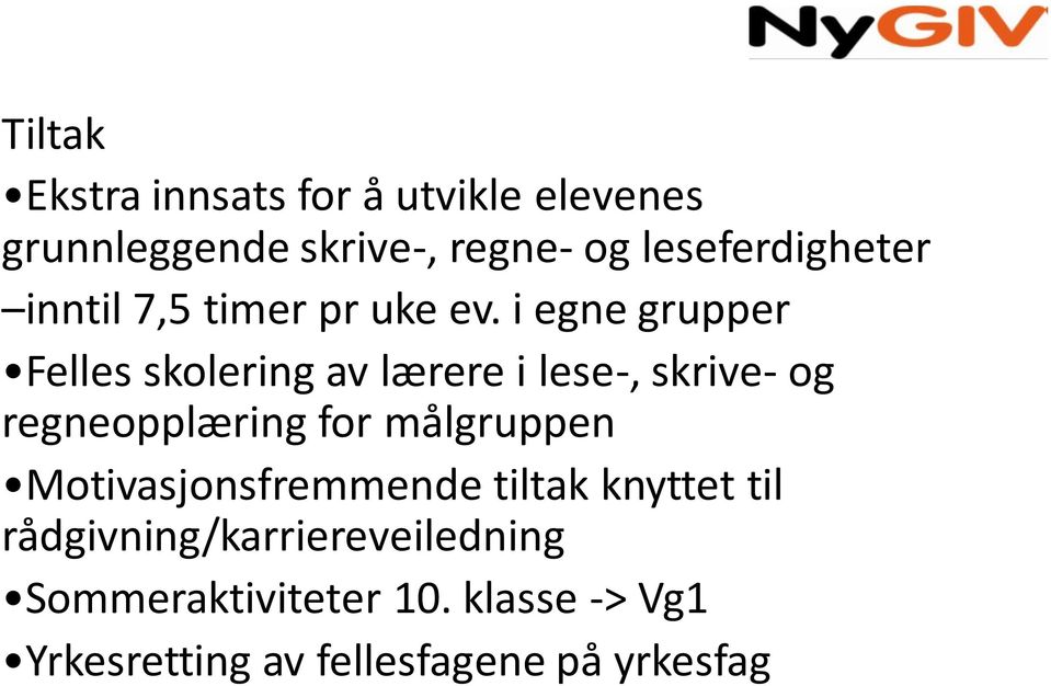 i egne grupper Felles skolering av lærere i lese-, skrive- og regneopplæring for