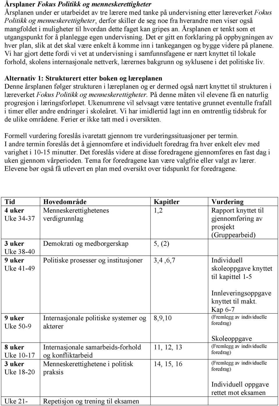 Det er gitt en forklaring på oppbygningen av hver plan, slik at det skal være enkelt å komme inn i tankegangen og bygge videre på planene.