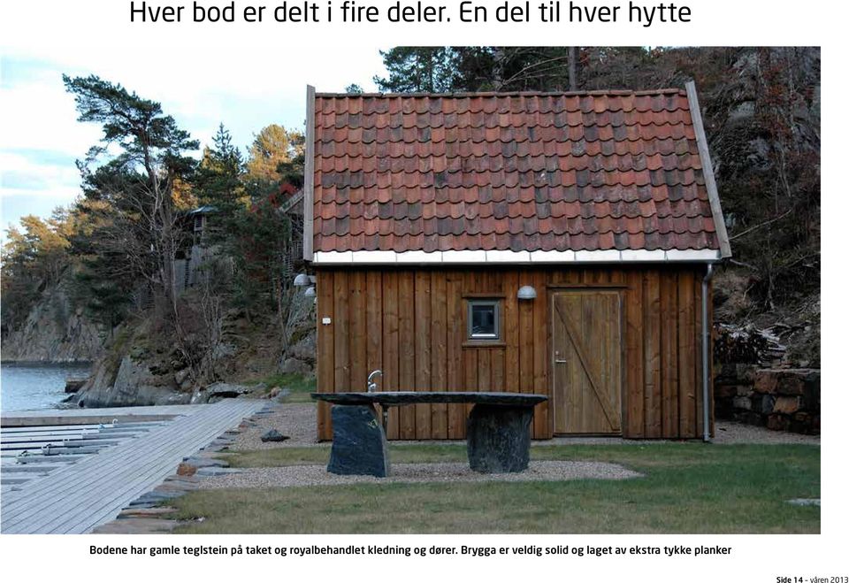 på taket og royalbehandlet kledning og dører.