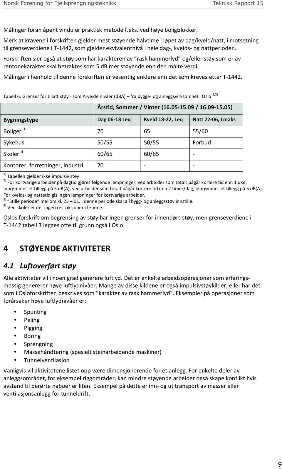 Forskriften sier også at støy som har karakteren av rask hammerlyd og/eller støy som er av rentonekarakter skal betraktes som 5 db mer støyende enn den målte verdi.