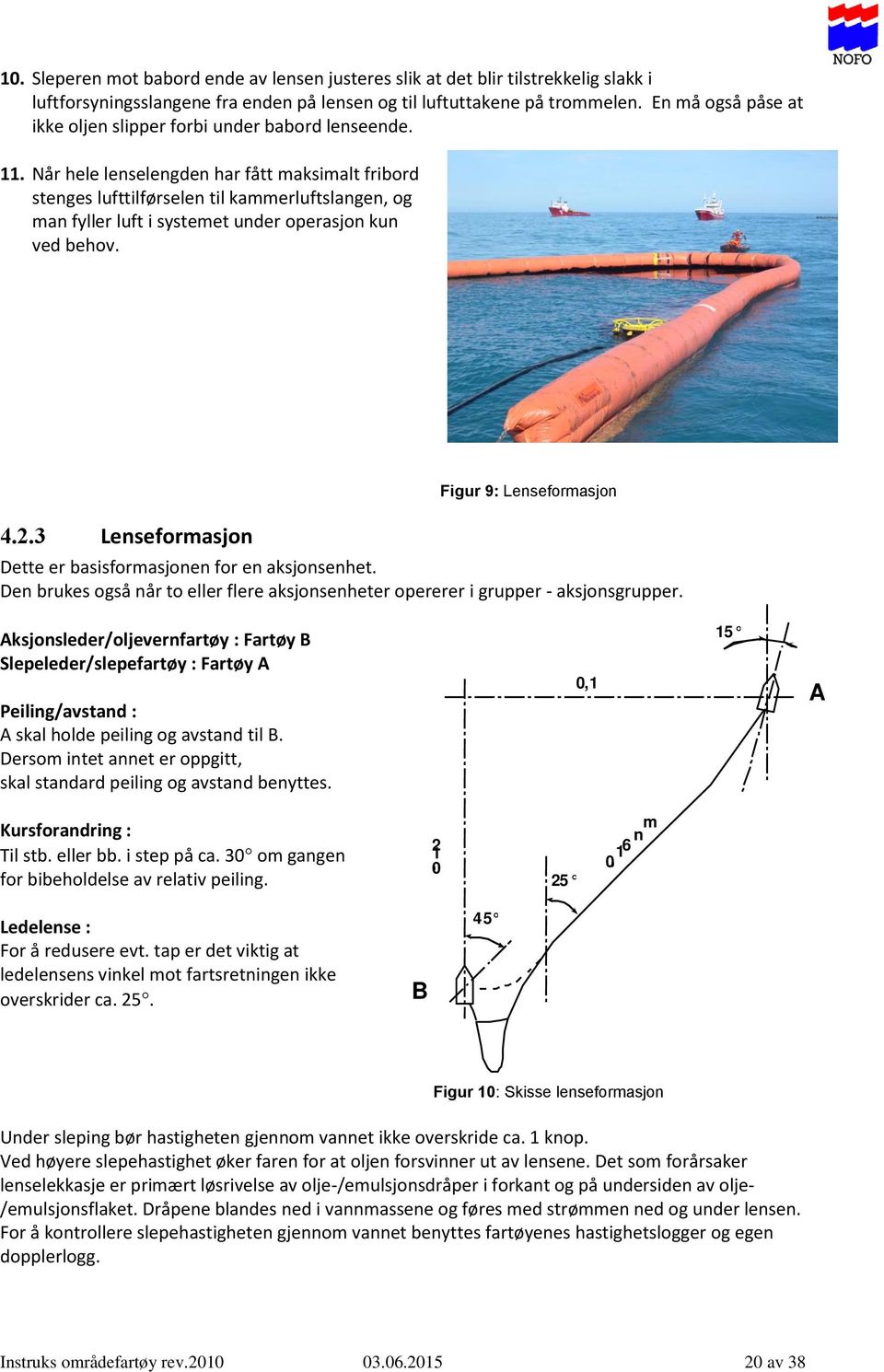 Når hele lenselengden har fått maksimalt fribord stenges lufttilførselen til kammerluftslangen, og man fyller luft i systemet under operasjon kun ved behov. 4.2.