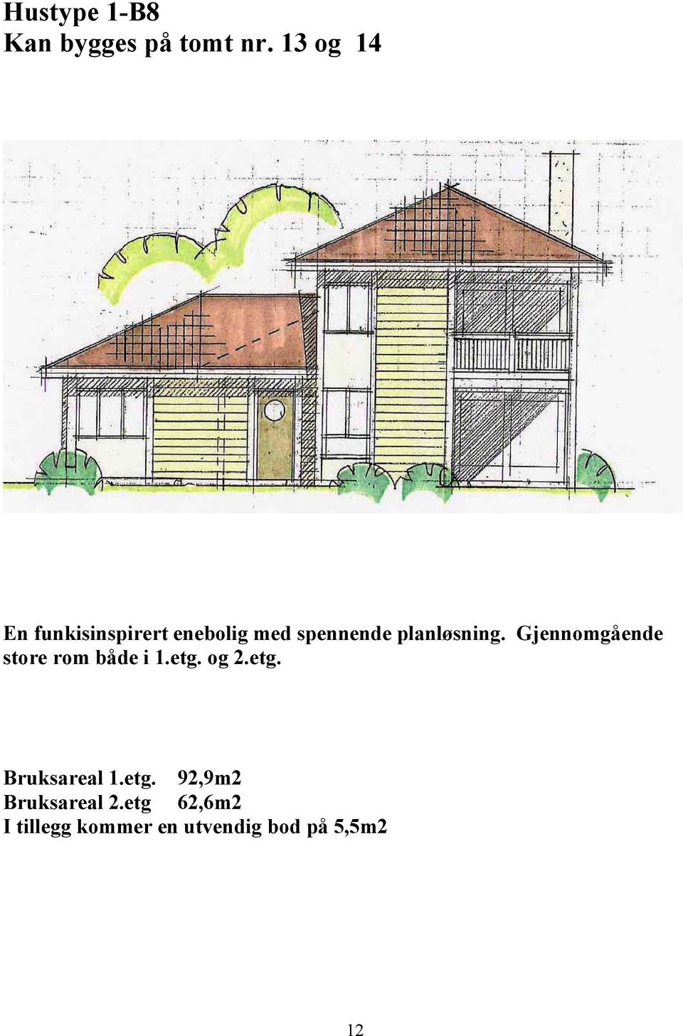 planløsning. Gjennomgående store rom både i 1.etg.