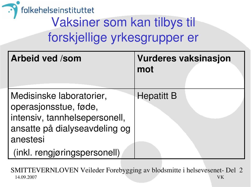 tannhelsepersonell, ansatte på dialyseavdeling og anestesi (inkl.