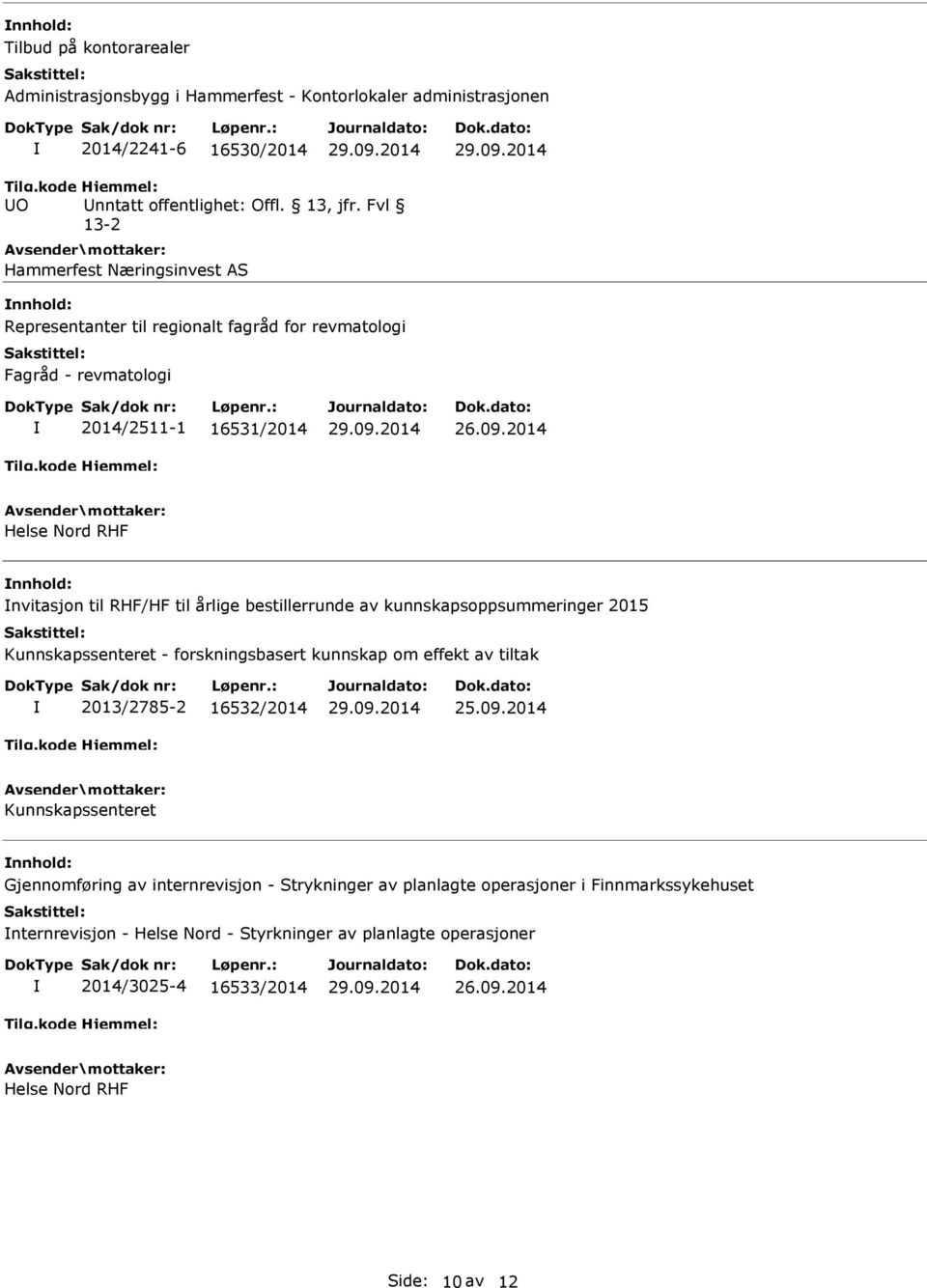 2014 Helse Nord RHF nnhold: nvitasjon til RHF/HF til årlige bestillerrunde av kunnskapsoppsummeringer 2015 Kunnskapssenteret - forskningsbasert kunnskap om effekt av tiltak