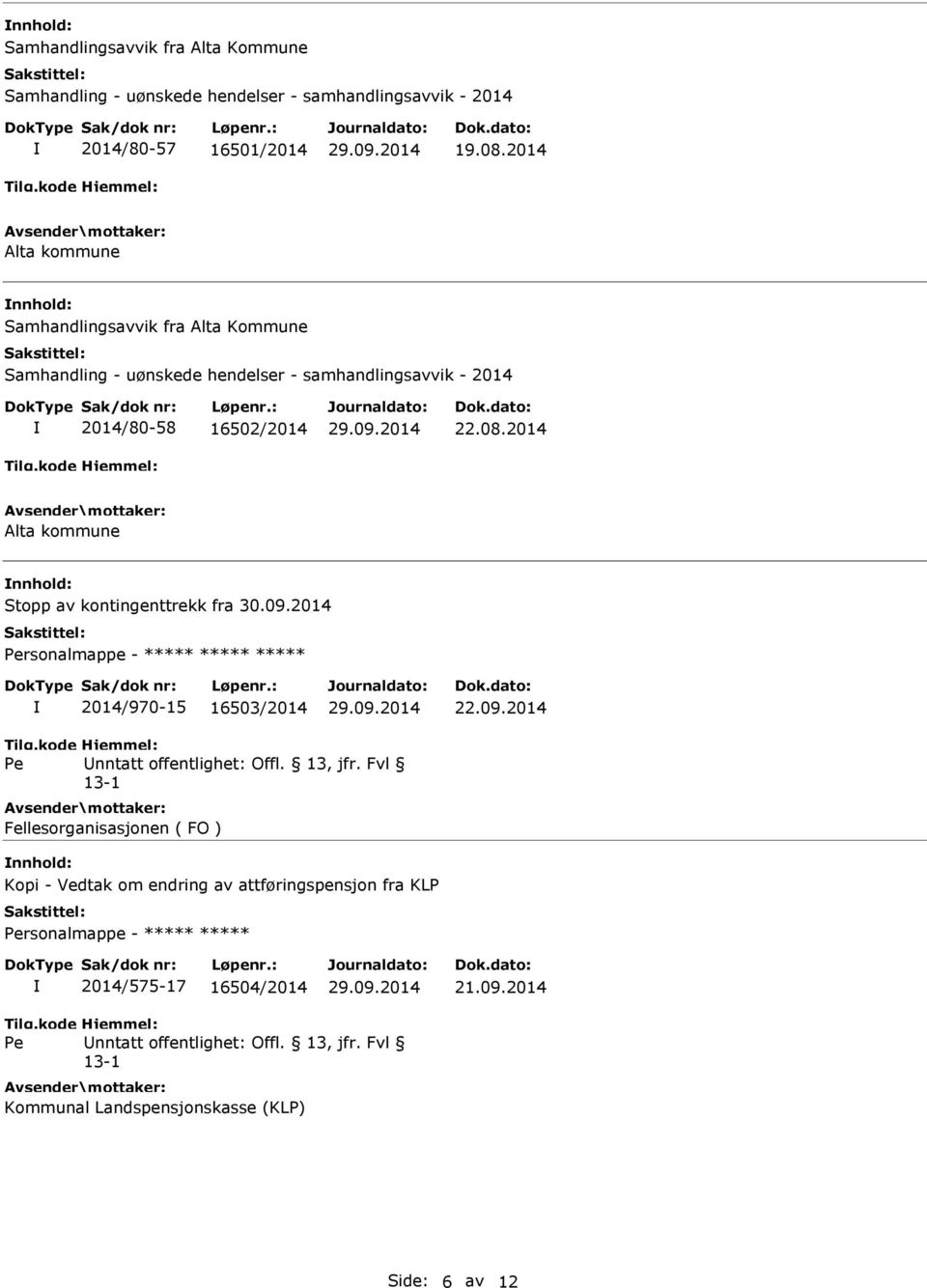 2014 nnhold: Stopp av kontingenttrekk fra 30.09.