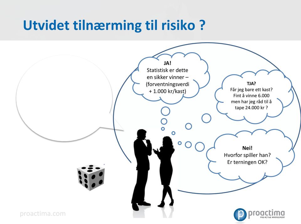 000 JA! Statistisk er dette en sikker vinner (forventningsverdi + 1.000 kr/kast) TJA?