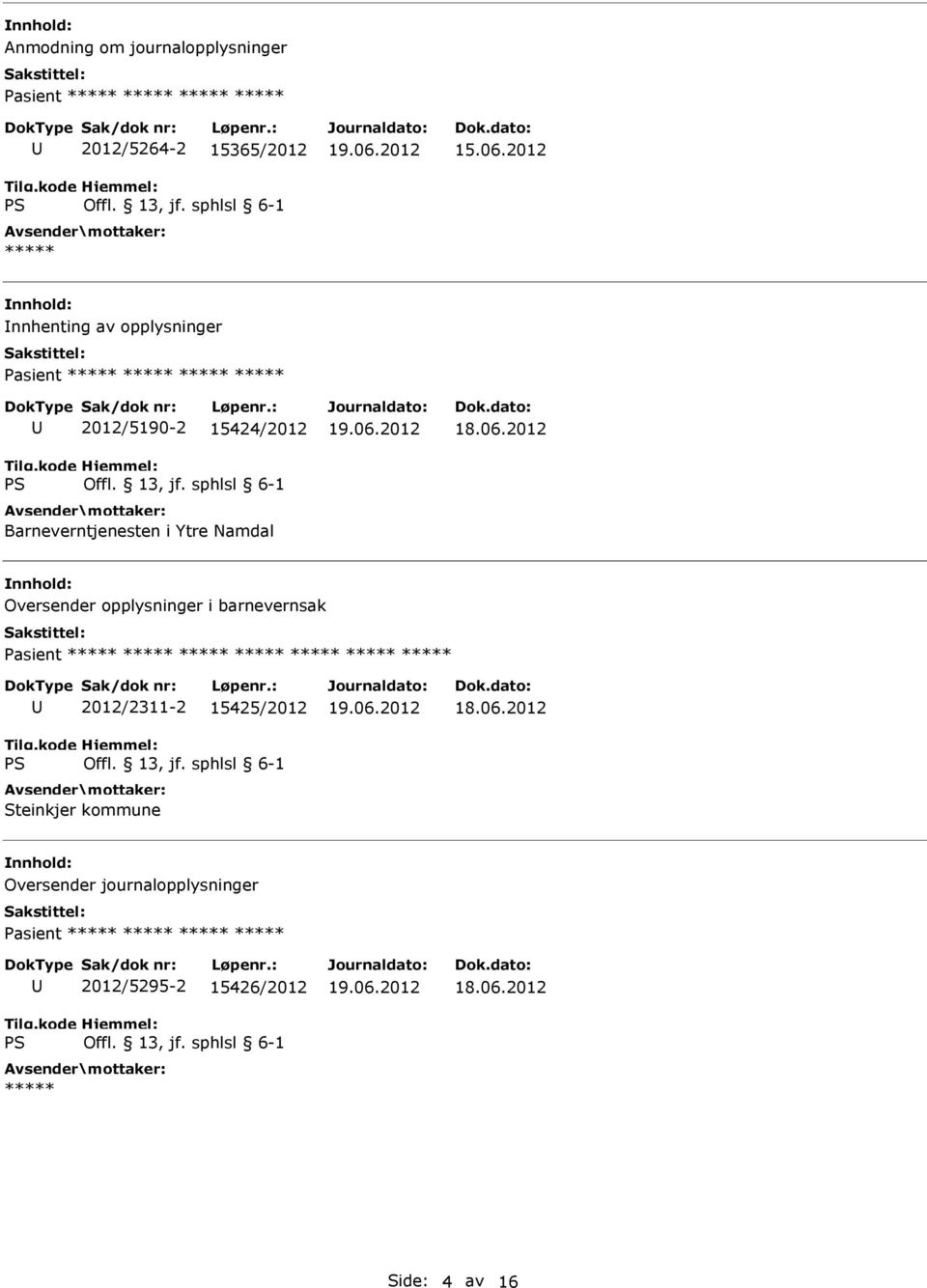 i Ytre Namdal Oversender opplysninger i barnevernsak 2012/2311-2