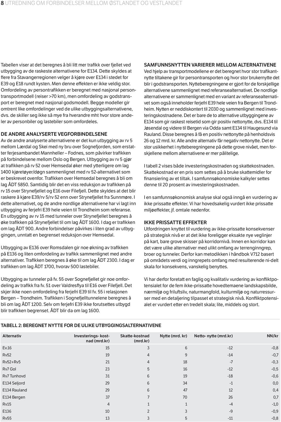 Omfordeling av persontrafikken er beregnet med nasjonal persontransportmodell (reiser >70 km), men omfordeling av godstransport er beregnet med nasjonal godsmodell.