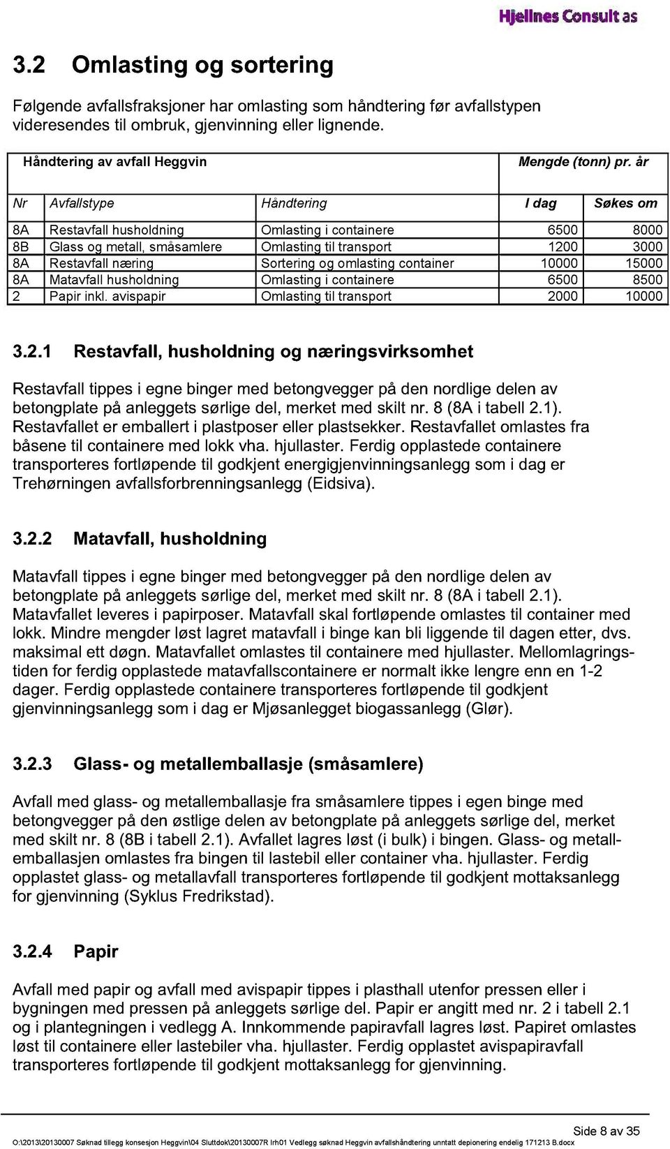 og omlasting container 10000 15000 8A Matavfall husholdning Omlasting i containere 6500 8500 2 