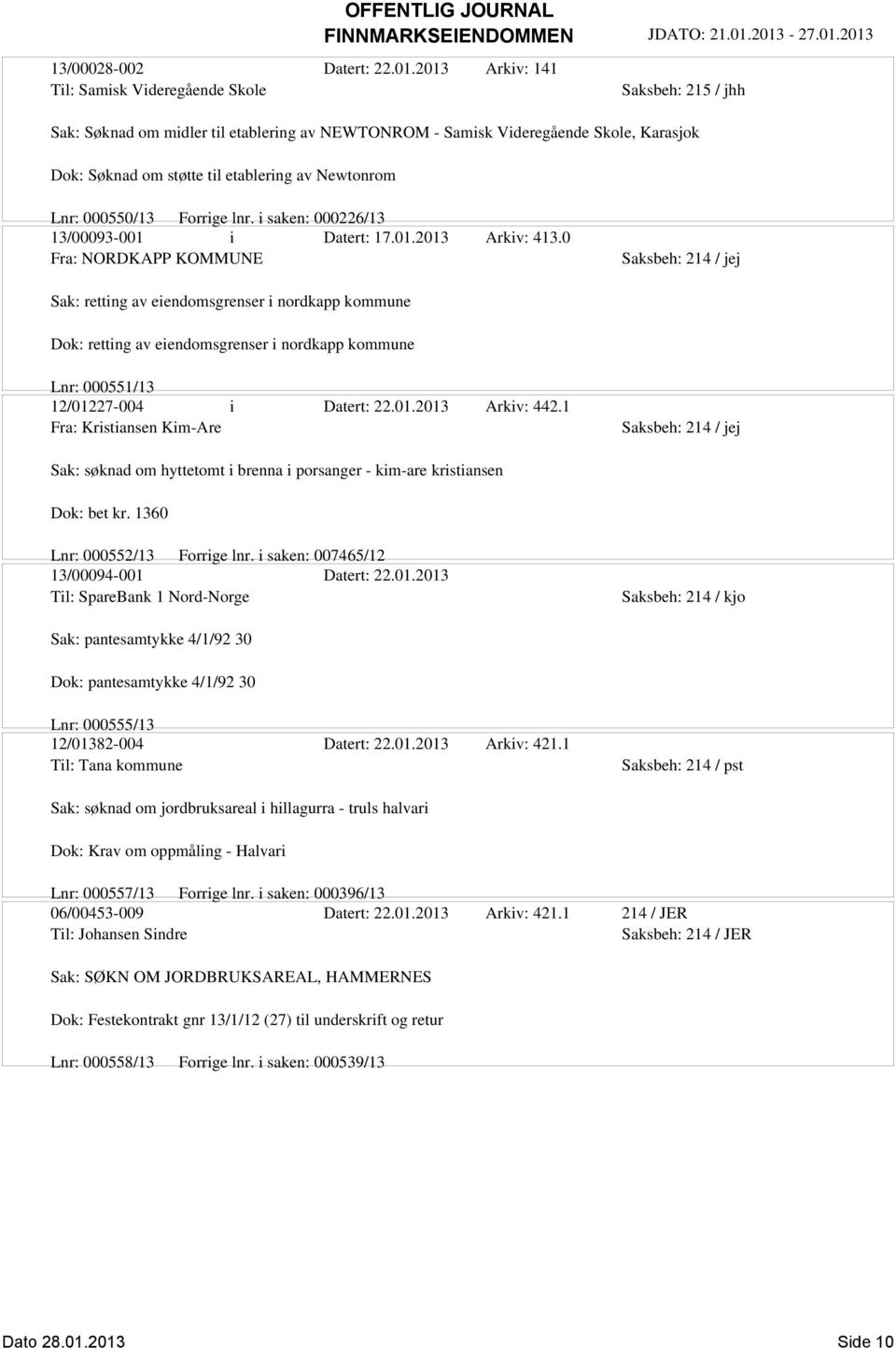 Newtonrom Lnr: 000550/13 Forrige lnr. i saken: 000226/13 13/00093-001 i Datert: 17.01.2013 Arkiv: 413.