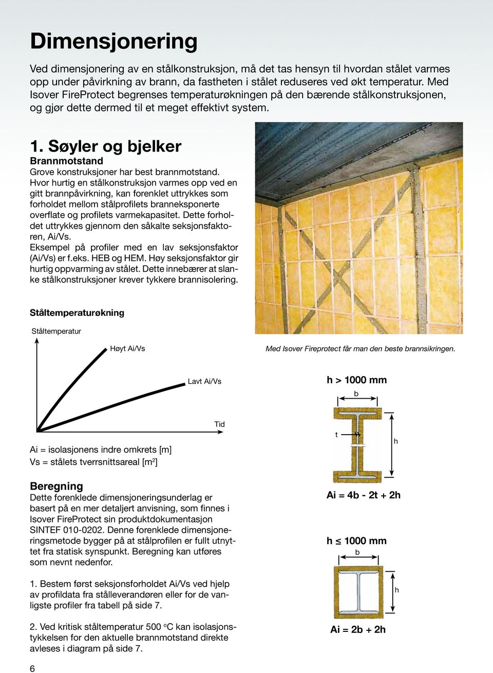 Søyler og bjelker Brannotstand Grove konstruksjoner har best brannotstand.