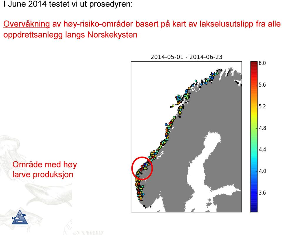 kart av lakselusutslipp fra alle