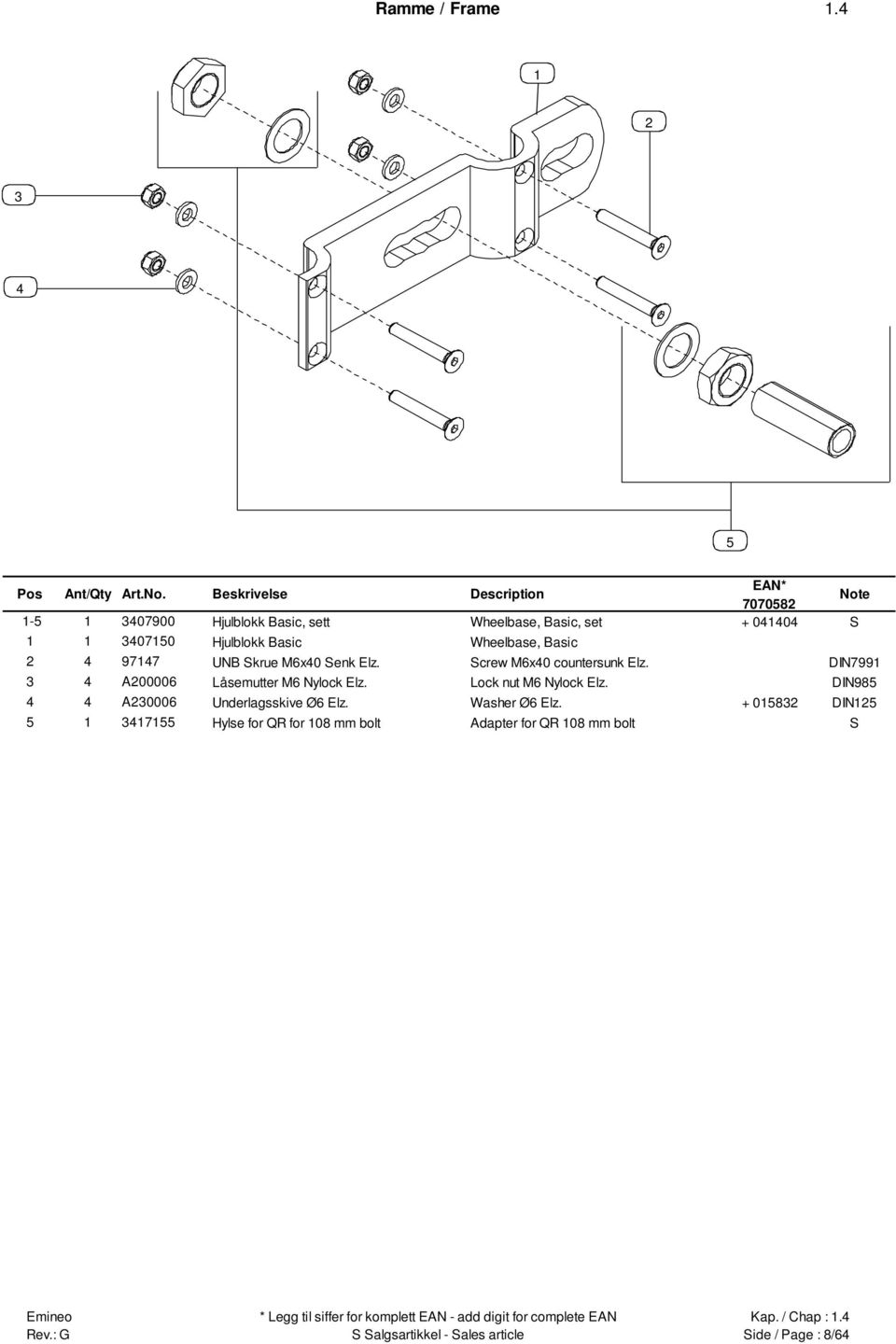 Basic 977 UNB Skrue M6x0 Senk Elz. Screw M6x0 countersunk Elz.