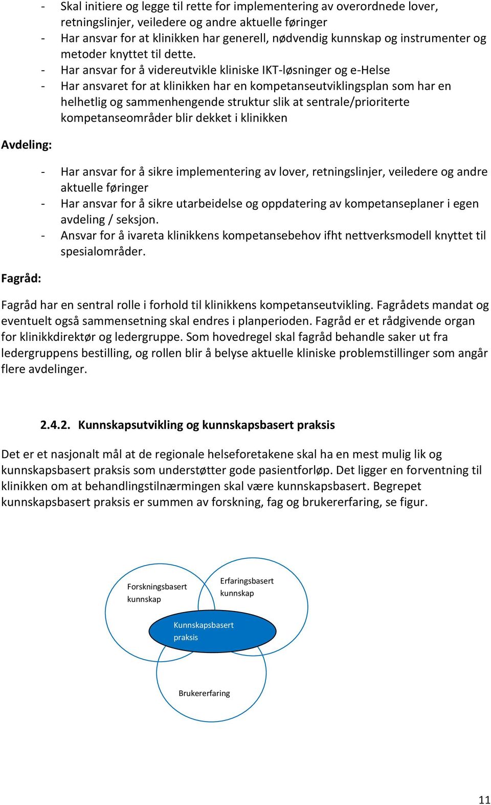 - Har ansvar for å videreutvikle kliniske IKT-løsninger og e-helse - Har ansvaret for at klinikken har en kompetanseutviklingsplan som har en helhetlig og sammenhengende struktur slik at