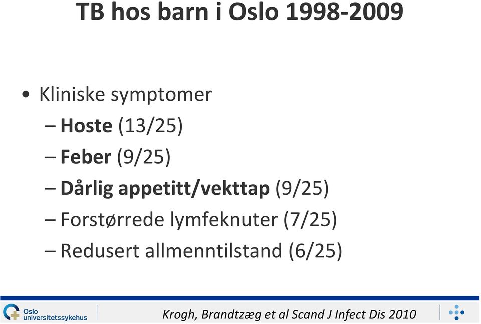 Forstørrede lymfeknuter (7/25) Redusert