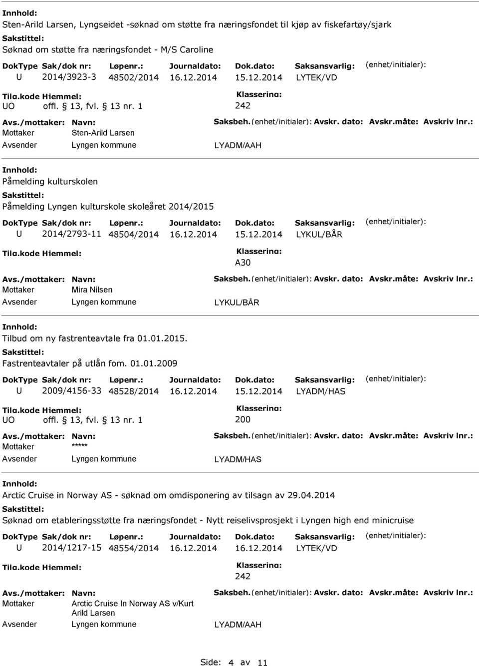 Avskr. dato: Avskr.måte: Avskriv lnr.: Mira Nilsen LYKL/BÅR Tilbud om ny fastrenteavtale fra 01.01.2015. Fastrenteavtaler på utlån fom. 01.01.2009 2009/4156-33 48528/2014 O 200 Avs.