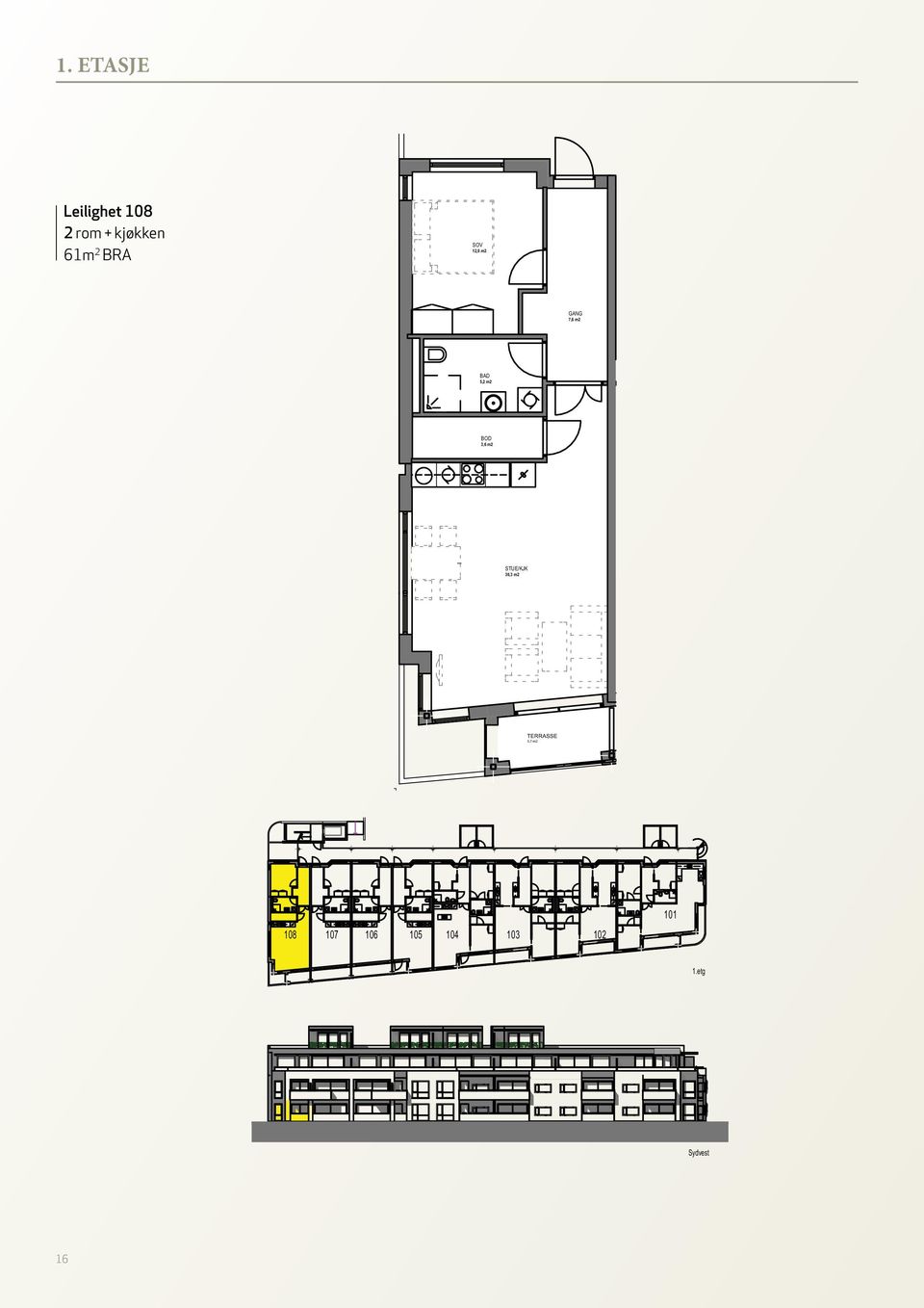 61m 2 BRA 12,0 m2 7,6 m2 5,2 m2 3,6