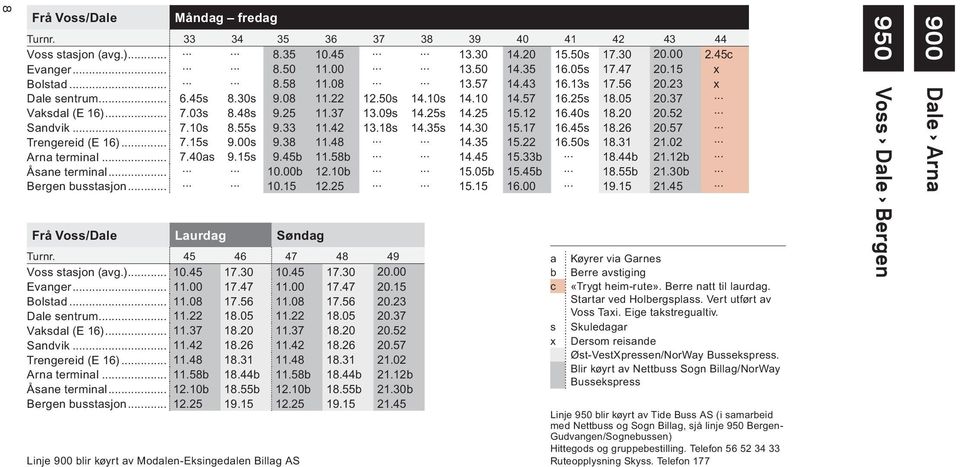 25s 14.25 15.12 16.40s 18.20 20.52 Sandvik... 7.10s 8.55s 9.33 11.42 13.18s 14.35s 14.30 15.17 16.45s 18.26 20.57 Trengereid (E 16)... 7.15s 9.00s 9.38 11.48 14.35 15.22 16.50s 18.31 21.