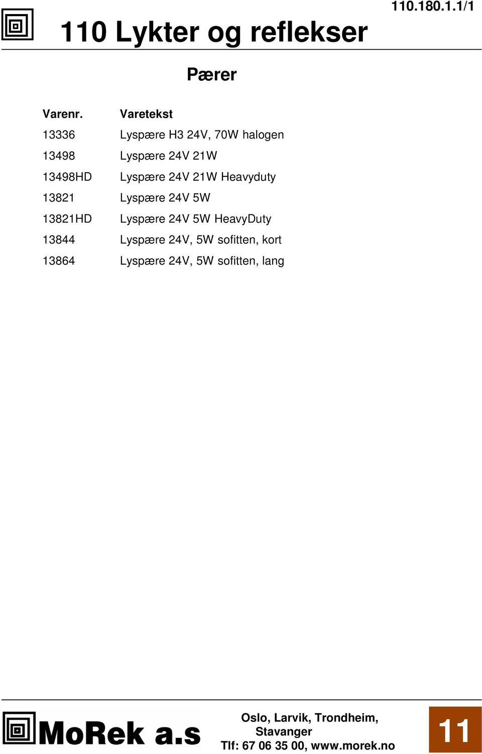 Lyspære 24V 5W 13821HD Lyspære 24V 5W HeavyDuty 13844