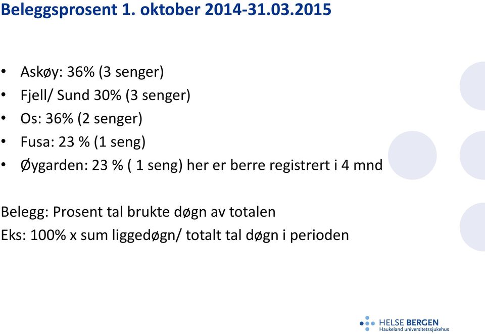 senger) Fusa: 23 % (1 seng) Øygarden: 23 % ( 1 seng) her er berre