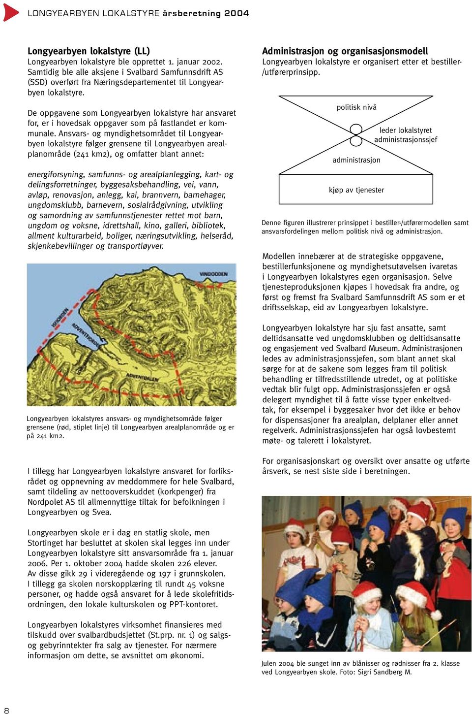 De oppgavene som Longyearbyen lokalstyre har ansvaret for, er i hovedsak oppgaver som på fastlandet er kommunale.