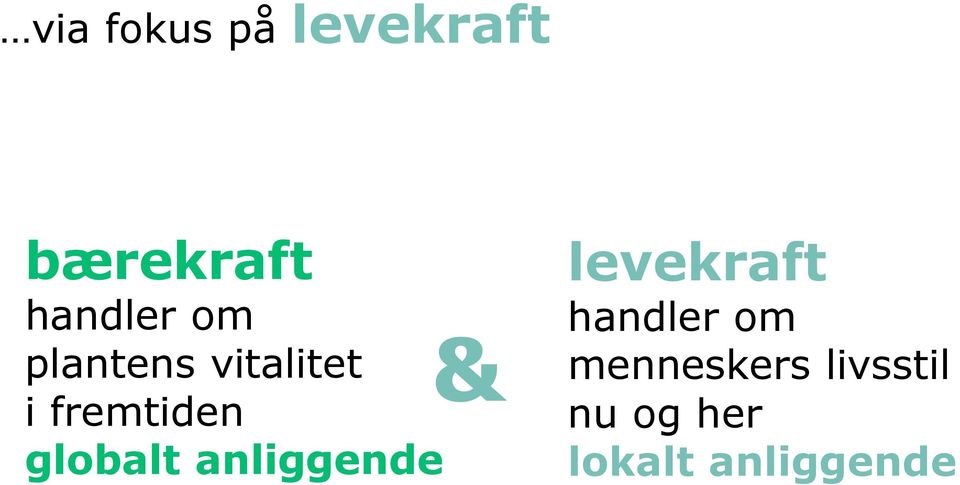 globalt anliggende & levekraft handler