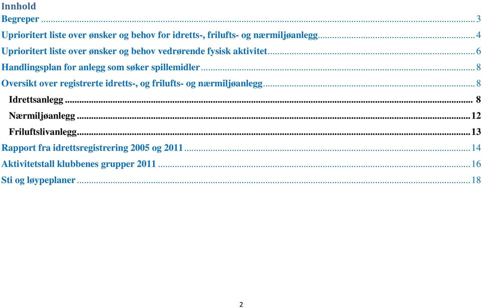 .. 6 Handlingsplan for som søker spillemidler... 8 Oversikt over registrerte idretts-, og frilufts- og nærmiljø.