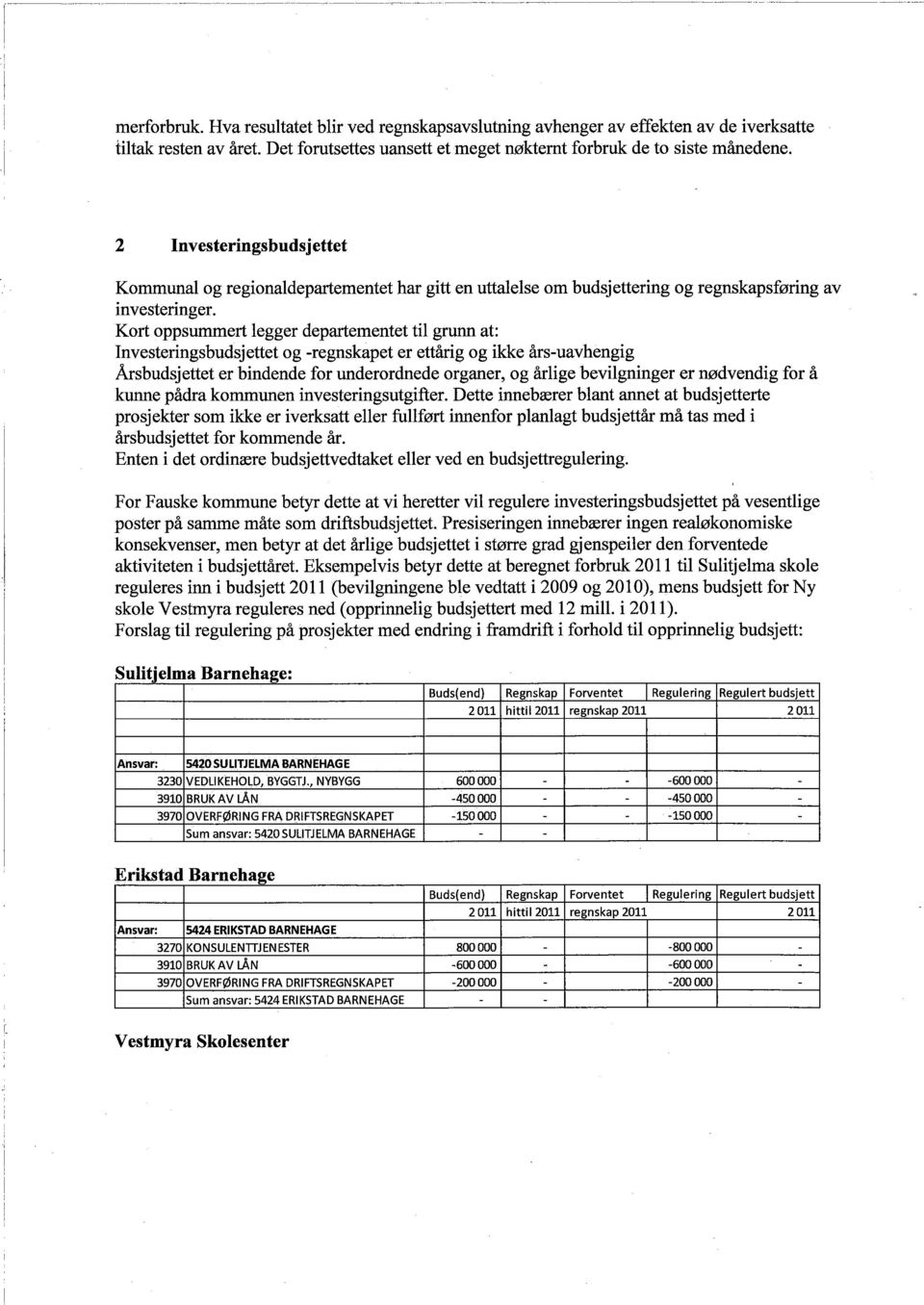 Kort oppsummert legger deparementet til grunn at: Investeringsbudsjettet og -regnskapet er ettårig og ikke års-uavhengig Årsbudsjettet er bindende for underordnede organer, og årlige bevilgninger er