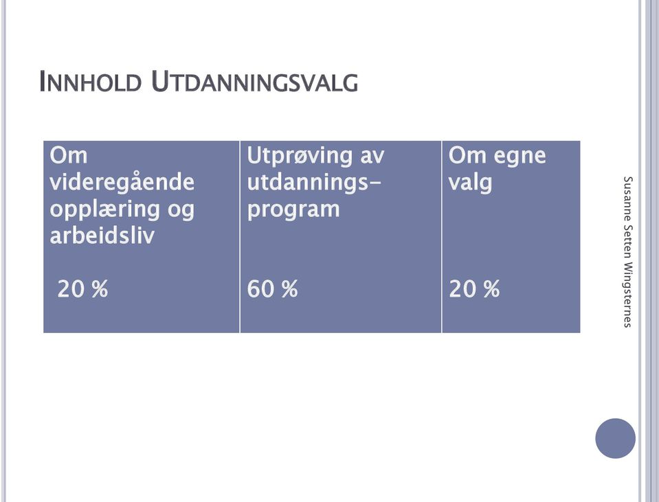 arbeidsliv 20 % Utprøving av