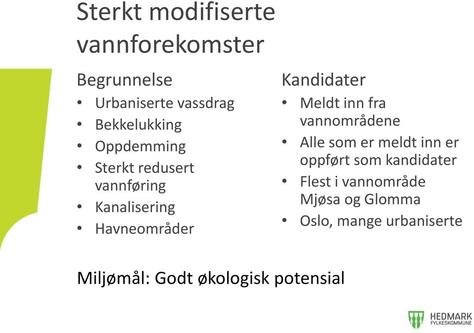 inn fra vannområdene Alle som er meldt inn er oppført som kandidater Flest i